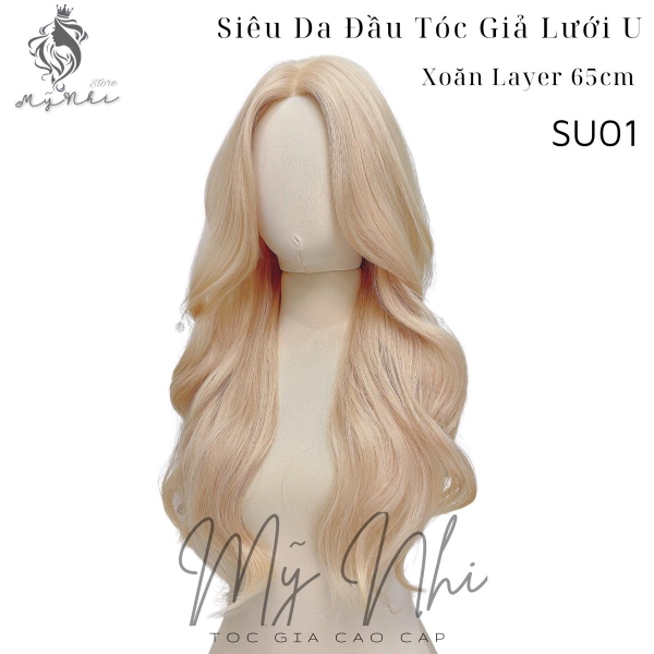 Siêu Da Lưới U Tóc Giả SU01 Xoăn Layer 65cm Mái Bay