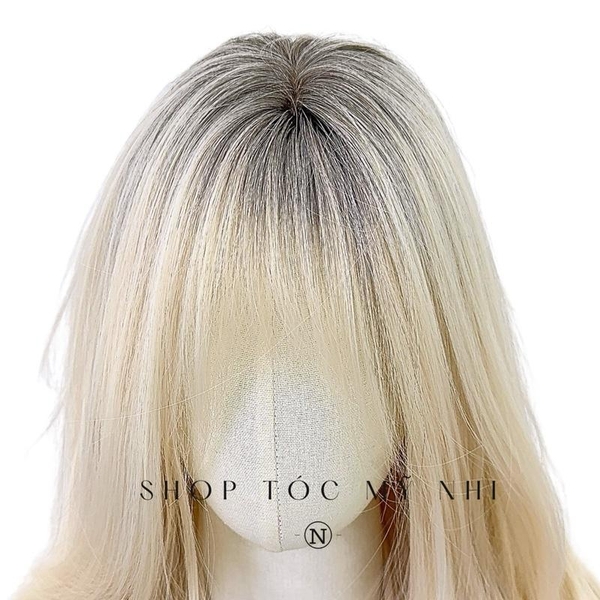 Tóc Giả Mỹ Nhi Cúp Layer Mái Thưa Hàn Quốc Chân Tóc Đen Nhuộm Màu Vàng Bạch Kim c-dk-0907 Da Đầu Dệt Kim (platinum blonde) VAT 8%