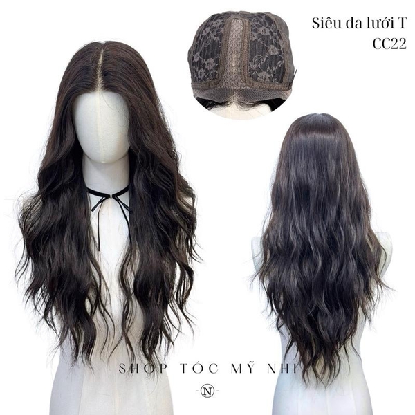Tóc Giả Mỹ Nhi Da Đầu Lưới T CC22 Xù Sóng dài 60cm
