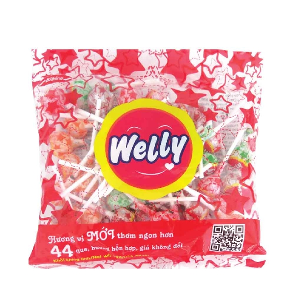 Kẹo mút Welly Cam dâu ổi cola túi 396g Bibica Essence of