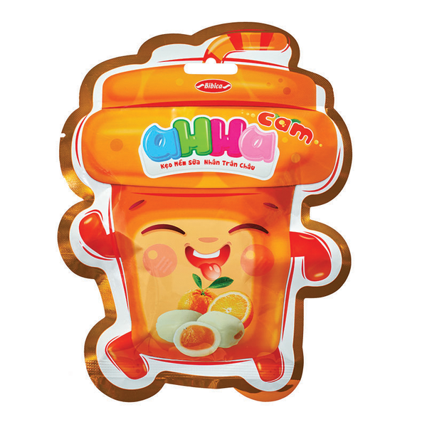 Kẹo mềm sữa Ahha nhân trân châu cam túi 50g Bibica Essence of