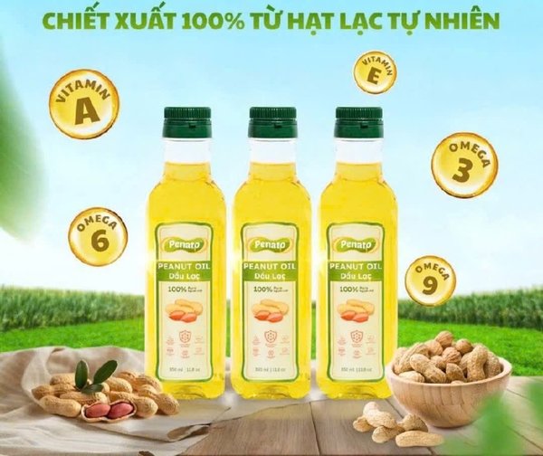 Dầu lạc nguyên chất Penato 100% tinh khiết không biến đổi gen_Chai 350ml