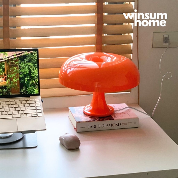 Đèn để bàn hình nấm màu cam, đèn ngủ trang trí phòng phong cách retro - DBB06