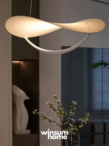 Đèn thả Plena phong cách Ý dáng cong mặt trăng trang trí phòng khách, bàn ăn