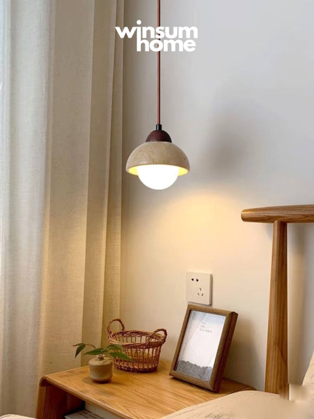 Đèn thả trần đá travertine, đèn thả đầu giường, đèn trang trí quầy bar, đảo bếp - winsum.decor DPA05