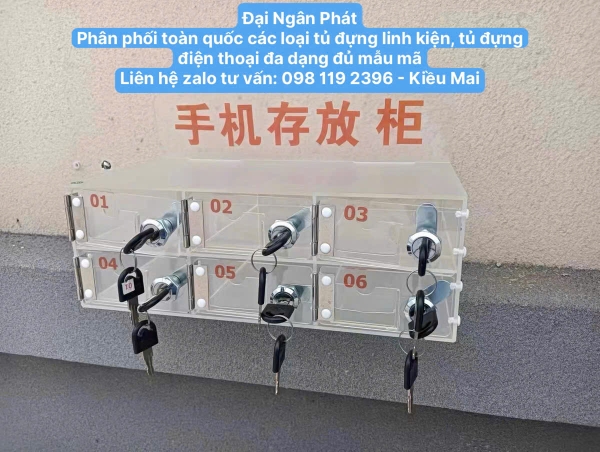Tủ Locker 3 4 6 9 Ngăn Bằng Nhựa Acrylic Trong Suốt Đựng Điện Thoại Có Chìa Khóa