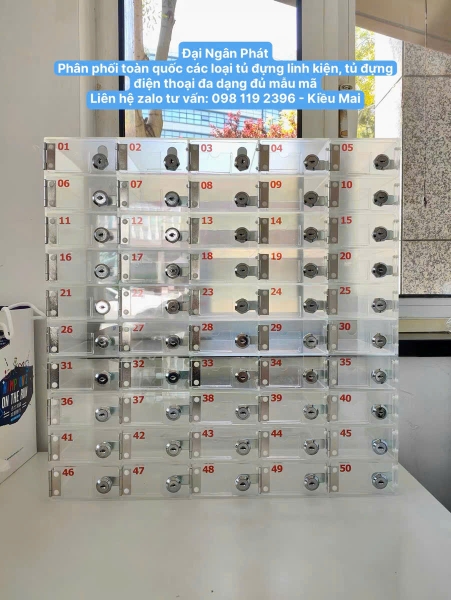 Tủ Locker 60 80 100 Ngăn Nhựa Trong Suốt Lưu Trữ Điện Thoại Có Chìa Khóa Có Khe Đựng Bảng Tên Cho Nhân Viên