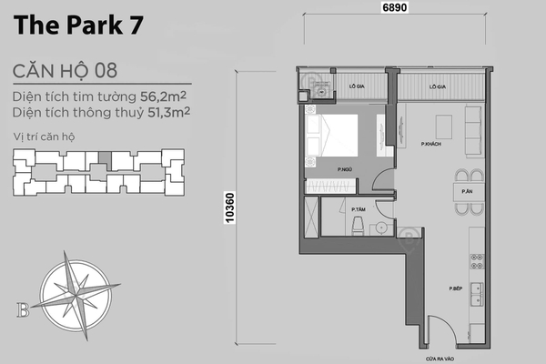 ✨ BÁN CĂN HỘ VINHOMES CENTRAL PARK – PARK 7- 56M2- 1 PHÒNG NGỦ