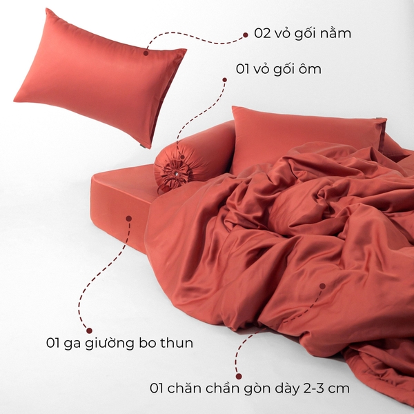 Chăn ga gối Tencel 60s Gòn Bedding sử dụng vải Tencel cao cấp với sợi mảnh, mịn và thoáng mát