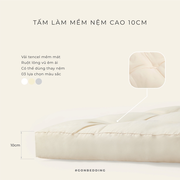 Topper Tencel Fiber Gòn Bedding 10cm
