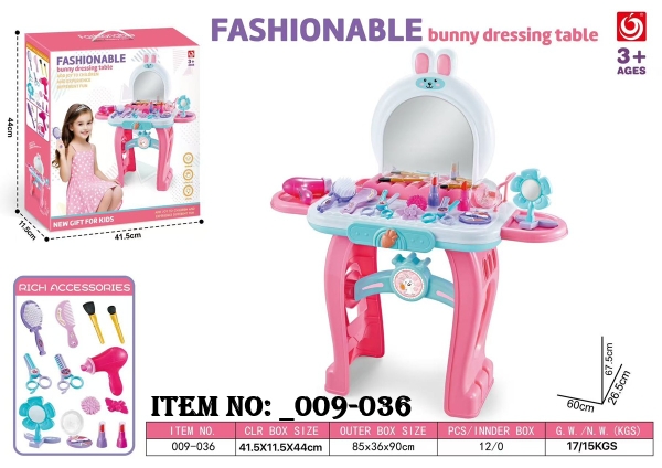 _009-036  HỘP BÀN TRANG ĐIỂM PIN THỎ, MÁY SẤY, LƯỢC