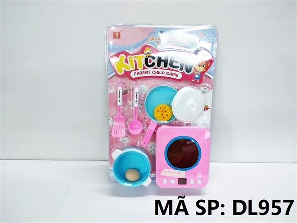 DL957  VỈ ÉP BẾP ĐIỆN PIN ĐÈN + NỒI + CHẢO + 1 QUẢ TRỨNG, BÁNH + GIÁ