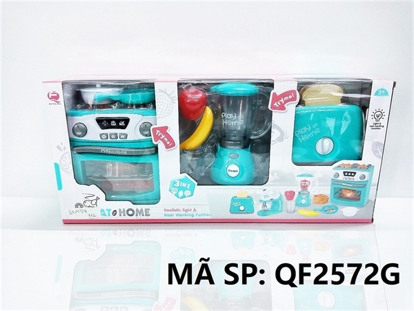 QF2572G  HỘP BẾP PIN 3 MÓN (MÁY NƯỚNG BÁNH MÌ, MÁY XAY SINH TỐ, LÒ NƯỚNG BẾP GAS)   Play At Home   QF2574G