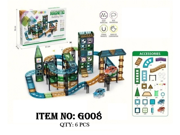 G008  HỘP XẾP HÌNH NAM CHÂM ĐƯỜNG RAY BÃI ĐẬU XE 206 MIẾNG