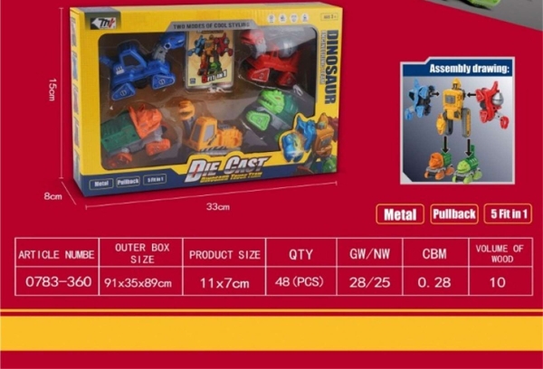 _0783-360  HỘP RÁP XE CÔNG TRÌNH KHỦNG LONG BIẾN HÌNH ROBO 5C