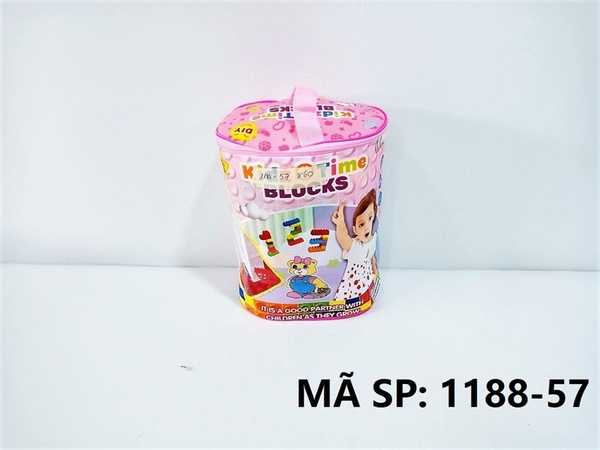 1188-57  TÚI RÁP GIỎ XÁCH XE 92 MIẾNG (HÌNH TRỤ)   Kids Time Blocks