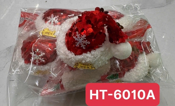 HT-6010A  SET 5 TÚI KẸP TÓC NOEL NÓN HOA TUYẾT