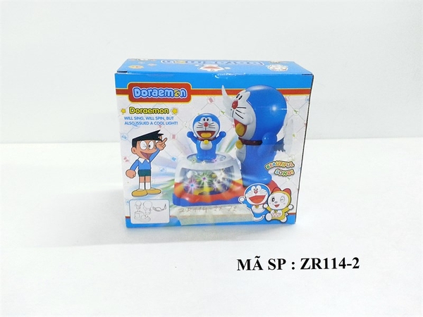 ZR114-2 HỘP DOREMON CÁNH PIN ĐẨY CON ĐỨNG TRỐNG XOAY PIN NHẠC ĐÈN