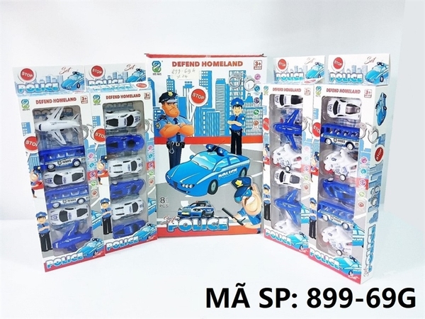 899-69G  HỘP XE CS TRỚN 6C (HƠI, BUS, MOTO, MÁY BAY) HỘP 8C 4 MẪU   Police