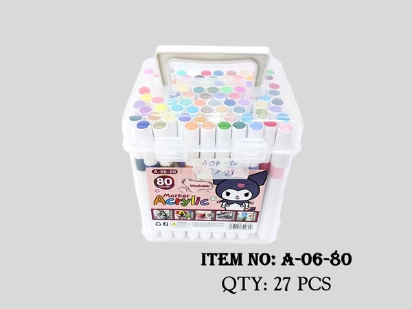 A-06-80  HỘP VIẾT LÔNG MÀU ACRYLIC 80C