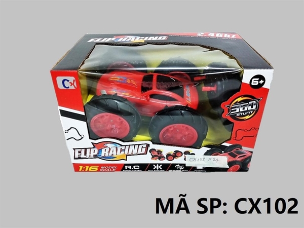 CX102 HỘP XE HƠI BÁNH LỚN ĐK 7 Đ.TÁC, KHÔNG SẠC, XOAY 360 ĐỘ TL 1:16 Flip Racing