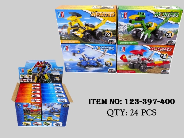 123-397-400  HỘP LOGO RÁP XE, KHỦNG LONG 4 IN 1 HỘP 20C