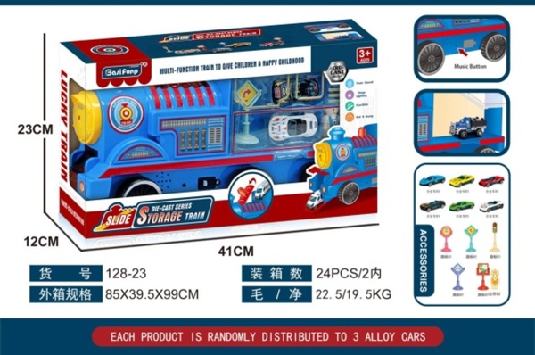 128-23  HỘP XE LỬA TRỚN PIN NÚT CHỞ 6C XE HƠI + BIỂN BÁO