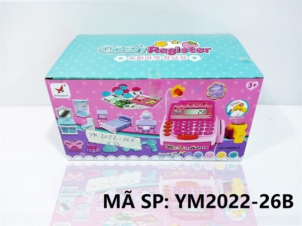 YM2022-26B HỘP MÁY TÍNH TIỀN SIÊU THỊ PIN, XE ĐẨY DÙ, KEM Cash Register YM2026-1-2-3