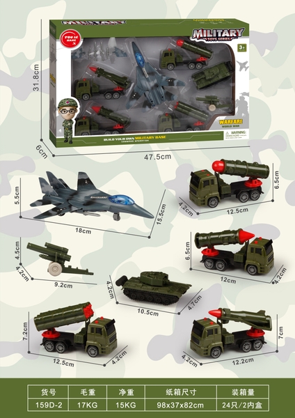 159D-2  HỘP XE QUÂN SỰ TRỚN 7C ĐỦ MẪU (TĂNG, CHỞ HỎA TIỄN, MÁY BAY)