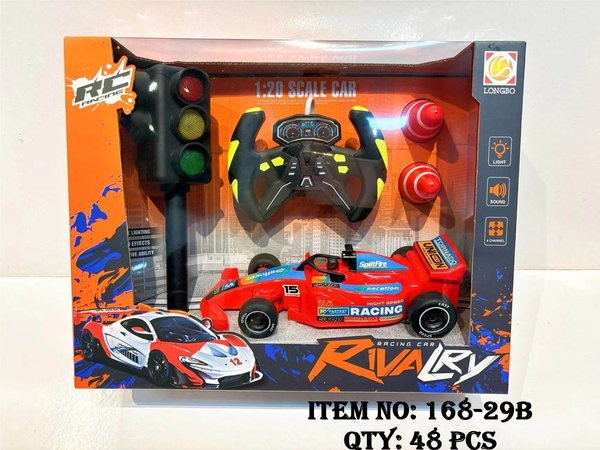 168-29B  HỘP XE ĐUA CÓ NGƯỜI ĐIỀU KHIỂN VÔ LĂNG 7 ĐỘNG TÁC, ĐÈN GIAO THÔNG + BIỂN BÁO, KHÔNG SẠC