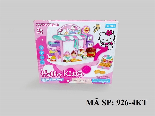 926-C4KT  HỘP BẾP XE ĐẨY KEM+ BÁNH MÌ HAMBURGER+ KẸO MÈO HỒNG 36 MIẾNG