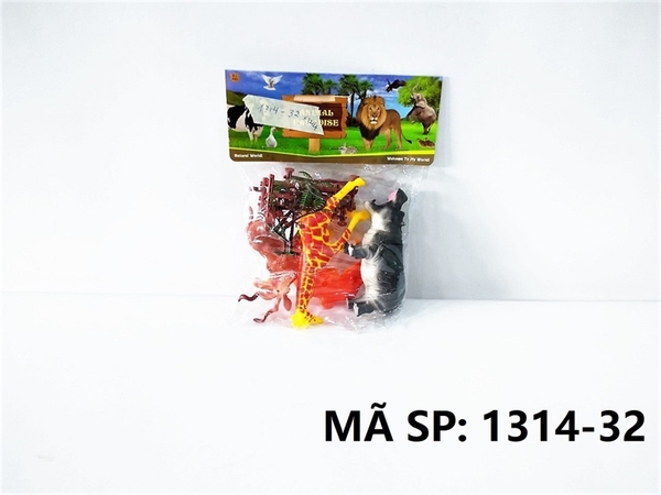 1314-32  TÚI THÚ RỪNG 4C (HÀ MÃ, HƯƠU CAO CỔ, LẠC ĐÀ, HƯƠU) + CÂY, HÀNG RÀO (PVC)