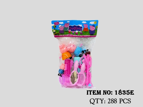 1835E  TÚI NHÀ HEO HỒNG 4C + MẮT KIẾNG + LƯỢC