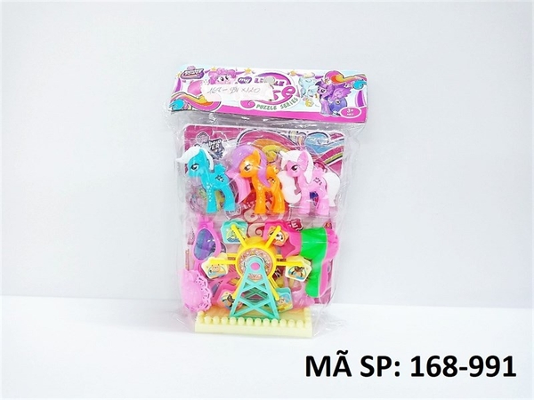 168-991  TÚI ĐU QUAY CÔNG VIÊN + 3C NGỰA PONY + MÁY SẤY, MẮT KIẾNG, NÓN, LƯỢC  (PVC)