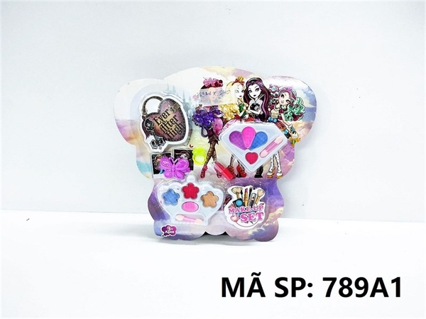 789A1  VỈ PHẤN TRANG ĐIỂM 2 KHÂY + SON + BƯỚM + NHẪN + CỘT TÓC  (EVER AFTER HIGH)  789