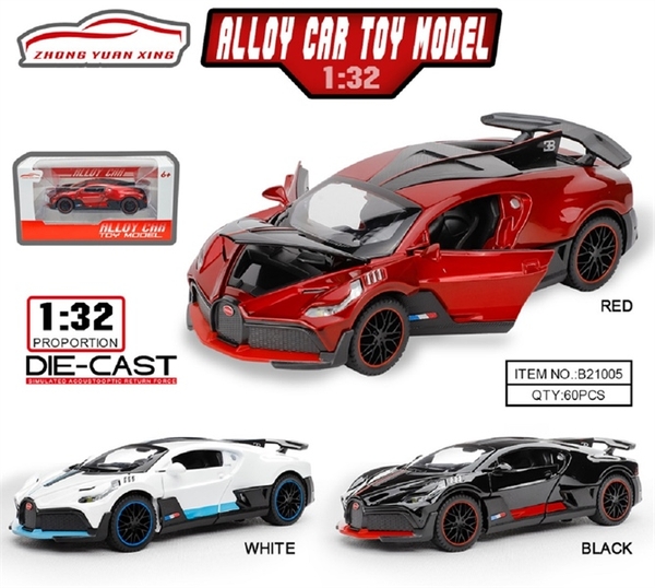 B21005  HỘP XE HƠI BUGATTI MỞ CỬA SẮT TRỚN PIN NÚT ĐÈN   B21001 - B21015
