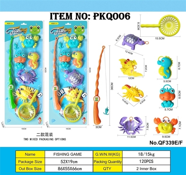 QF339EF  VỈ CÂU CÁ 1 CẦN MÓC + 5C (CUA, ẾCH, CÁ NGỰA, TÔM) + VỢT