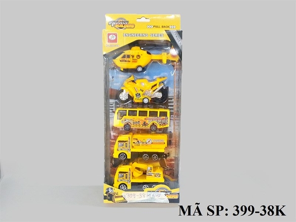 399-38K  VỈ HỘP XE CÔNG TRÌNH CÀO, BỒN, BUS, MOTO, MÁY BAY TRỰC THĂNG TRỚN 5C (ĐỦ MẪU)