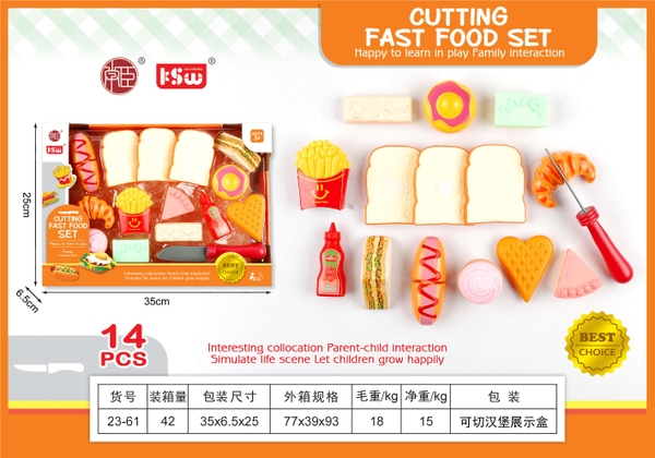 23-61  HỘP BẾP DÍNH THỨC ĂN NHANH BÁNH MÌ, KHOAI TÂY CHIÊN 14 MIẾNG