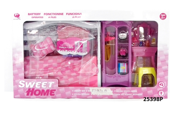 25398P HỘP NỘI THẤT BABY+ BÀN TRANG ĐIỂM+ TỦ ĐỒ+GIƯỜNG NGỦ+ GỐI+GIÀY+ TÚI XÁCH