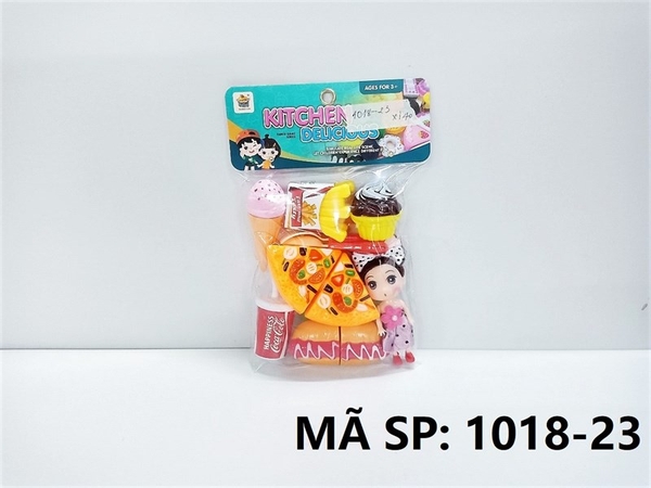 1018-23  TÚI BẾP DÍNH BÁNH PIZZA, BÁNH MÌ, KHOAI TÂY CHIÊN, 1C BÉ CHIBI (PVC)