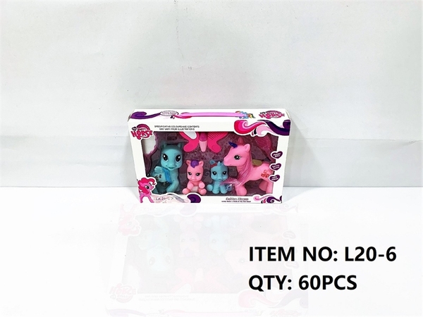 L20-6  HỘP NGỰA PONY TÓC DÀI PIN NÚT 4C (2C LỚN, 2C NHỎ) + LƯỢC, GƯƠNG