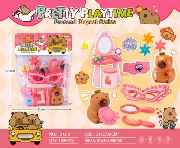 312-2  TÚI TRANG ĐIỂM BÀN TRANG ĐIỂM, MẮT KIẾNG, LƯỢC CAPYBARA