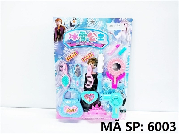 6003  VỈ TRANG ĐIỂM MÁY SẤY, TÚI XÁCH, LƯỢC, GƯƠNG NGƯỜI TUYẾT FROZEN   6003, 6004, 6009