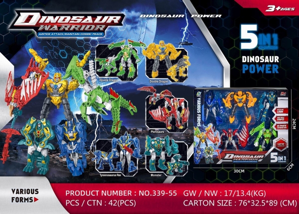 339-55  HỘP RÁP ROBO BIẾN HÌNH KHỦNG LONG 5C