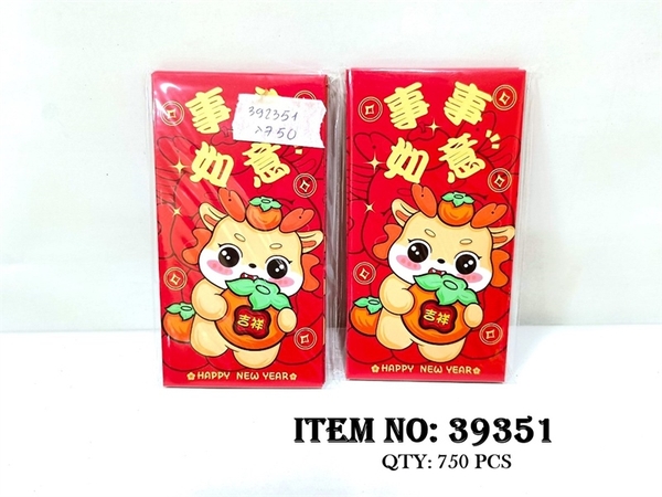 39351  TÚI 6C BAO LÌ XÌ RỒNG VÀNG