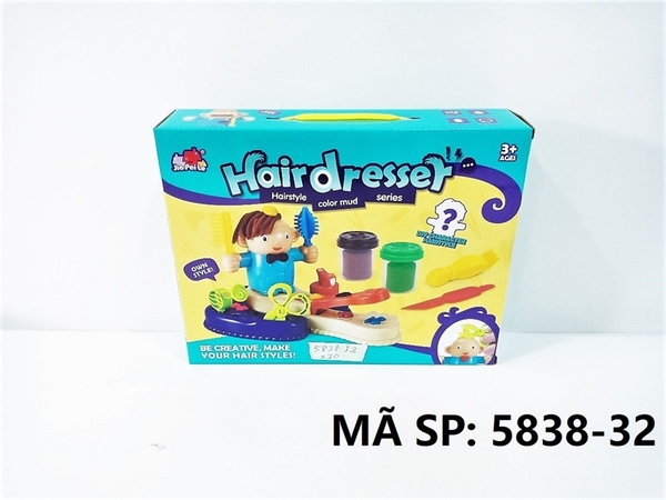 5838-32  HỘP ĐẤT SÉT LÀM TÓC + MÁY HÌNH BABY, 5 HŨ   Hair Dresser