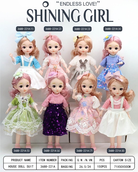 3688-221A  TÚI BABY 1C KHỚP, MẮT THỦY TINH (PVC)