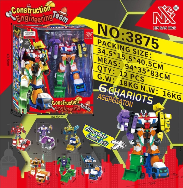 3875  HỘP RÁP ROBO BIẾN HÌNH XE CÔNG TRÌNH ĐỦ MẪU