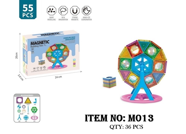 M013  HỘP XẾP HÌNH NAM CHÂM VÒNG ĐU QUAY 55 MIẾNG